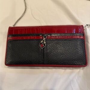 Brighton Red and Black Leather Wristlet